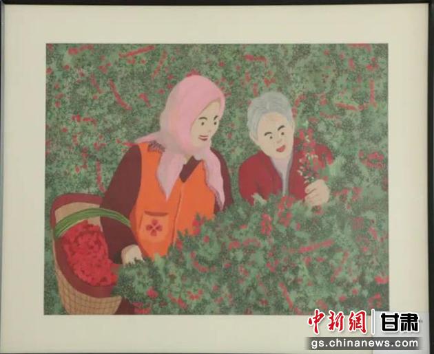 靖遠縣枸杞種植業(yè)帶動10多萬農(nóng)民脫貧致富。刺繡 王明風 繡稿 胡靜