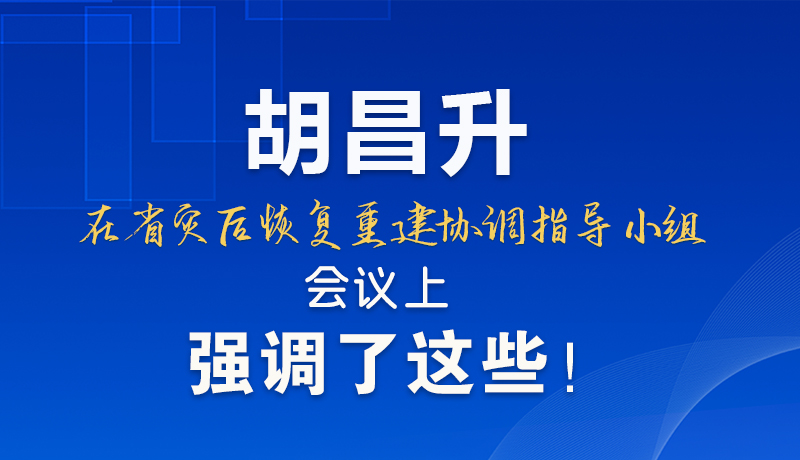 圖解|胡昌升在省災后恢復重建協(xié)調(diào)指導小組會議上強調(diào)了這些！